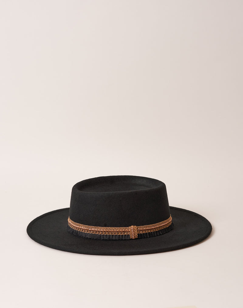 Chapeau Ruben - Noir Galon Pompon