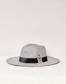 Victor Hat - China Gray Velvet Balkan Embroidery