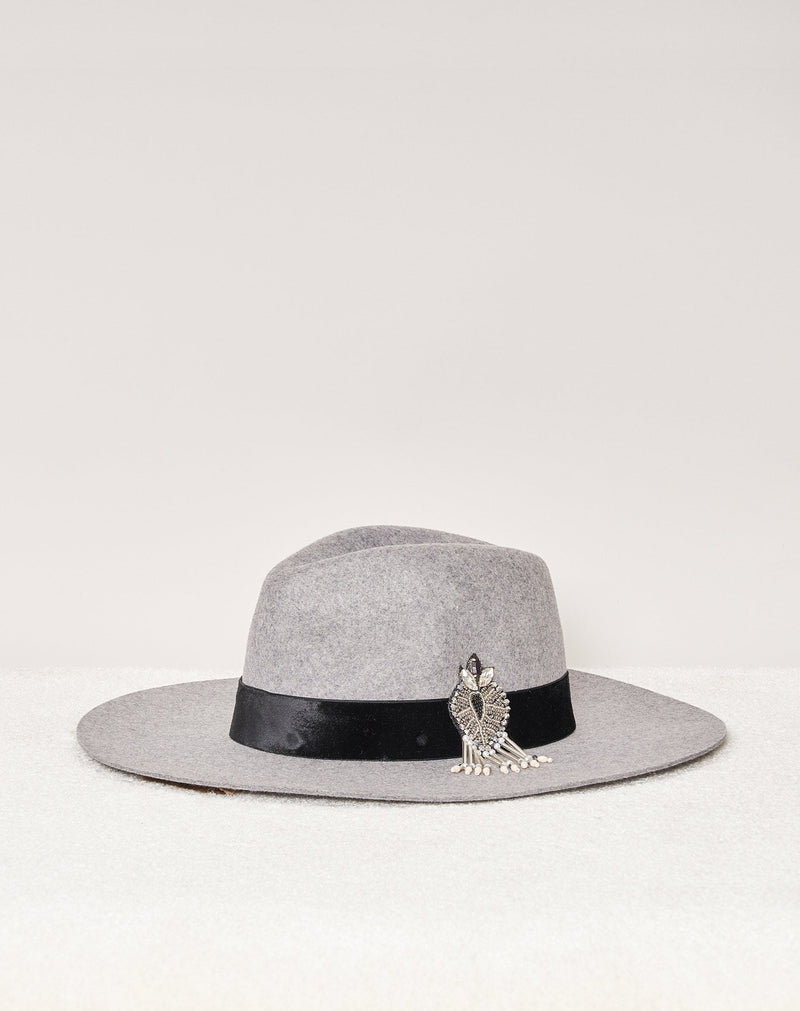 Victor Hat - China Gray Velvet Balkan Embroidery