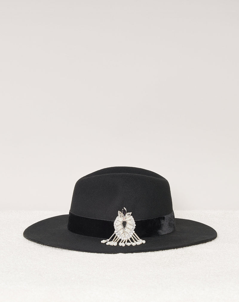 Chapeau Victor - Noir Velours Broderie Balkans