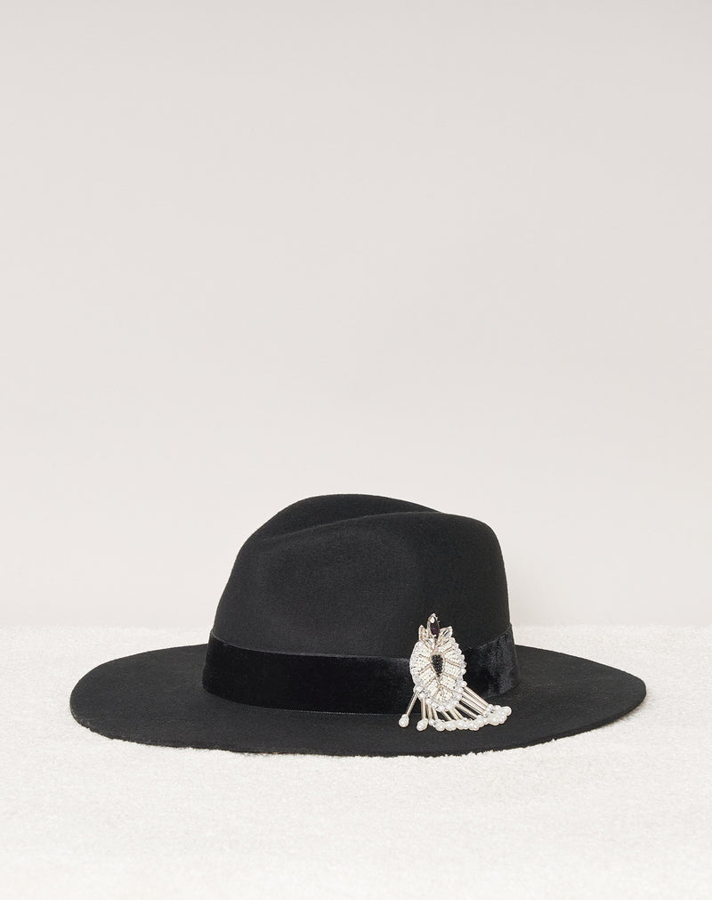 Chapeau Victor - Noir Velours Broderie Balkans