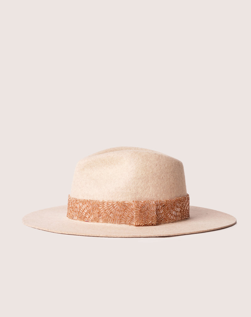Chapeau Victor - Blanc Chine Perles Cuivrees