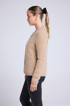 Vest met Sierknopen Geborsteld Kasjmier Christina - Beige Crème Goud