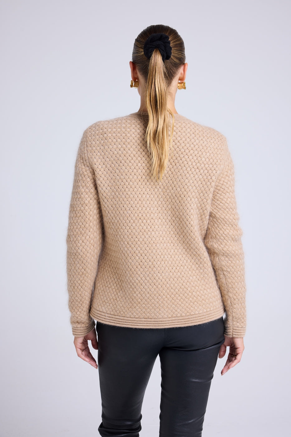 Vest met Sierknopen Geborsteld Kasjmier Christina - Beige Crème Goud