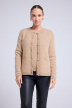 Vest met Sierknopen Geborsteld Kasjmier Christina - Beige Crème Goud