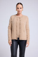 Cardigan Bijoux Cachemire Brossé Christina - Beige Crème Doré