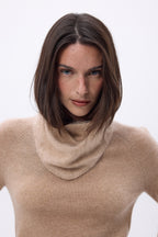 Bandana triangular pequeño – Cachemira cepillada Chris - Beige crema - Mujer