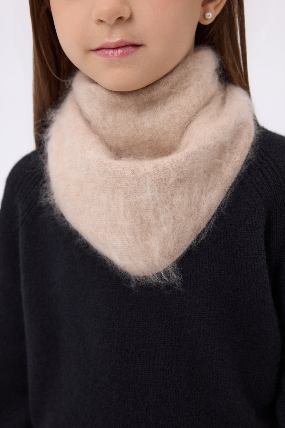 Bandana triangular pequeño – Cachemira cepillada Chris - Beige crema - Niño