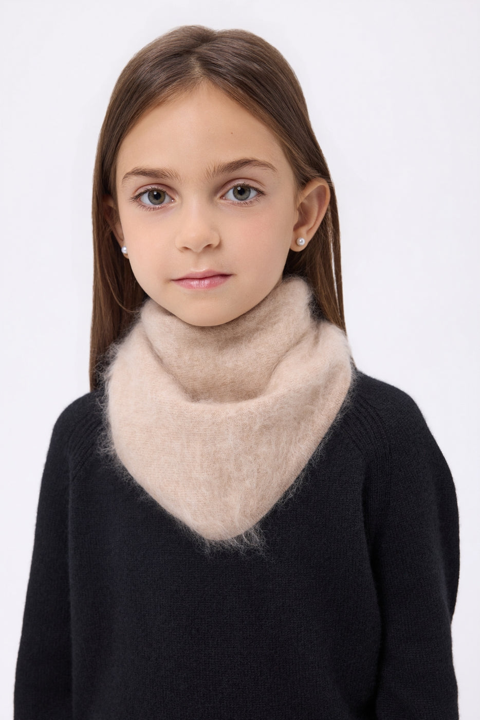 Bandana triangular pequeño – Cachemira cepillada Chris - Beige crema - Niño