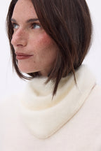 Petit Bandana Triangle – Cachemire Brossé Chris - Blanc - Femme