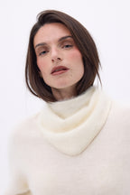 Petit Bandana Triangle – Cachemire Brossé Chris - Blanc - Femme