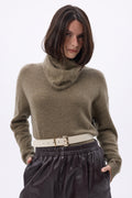 Petit Bandana Triangle – Cachemire Brossé Chris - Khaki Chine - Femme