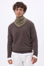 Bandana triangular pequeño – Cachemira cepillada Chris - Caqui jaspeado - Hombre
