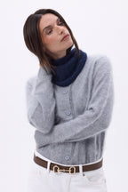 Bandana triangular pequeño – Cachemira cepillada Chris - Azul marino - Mujer