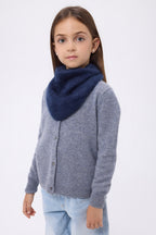 Petit Bandana Triangle – Cachemire Brossé Chris - Bleu Marine - Enfant