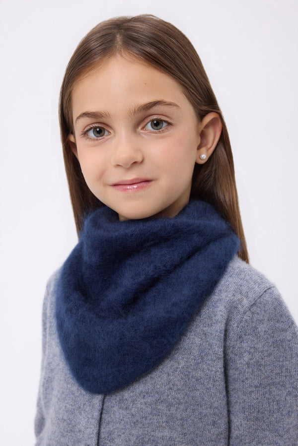 Petit Bandana Triangle – Cachemire Brossé Chris - Bleu Marine - Enfant - 100% Cachemire Brosse