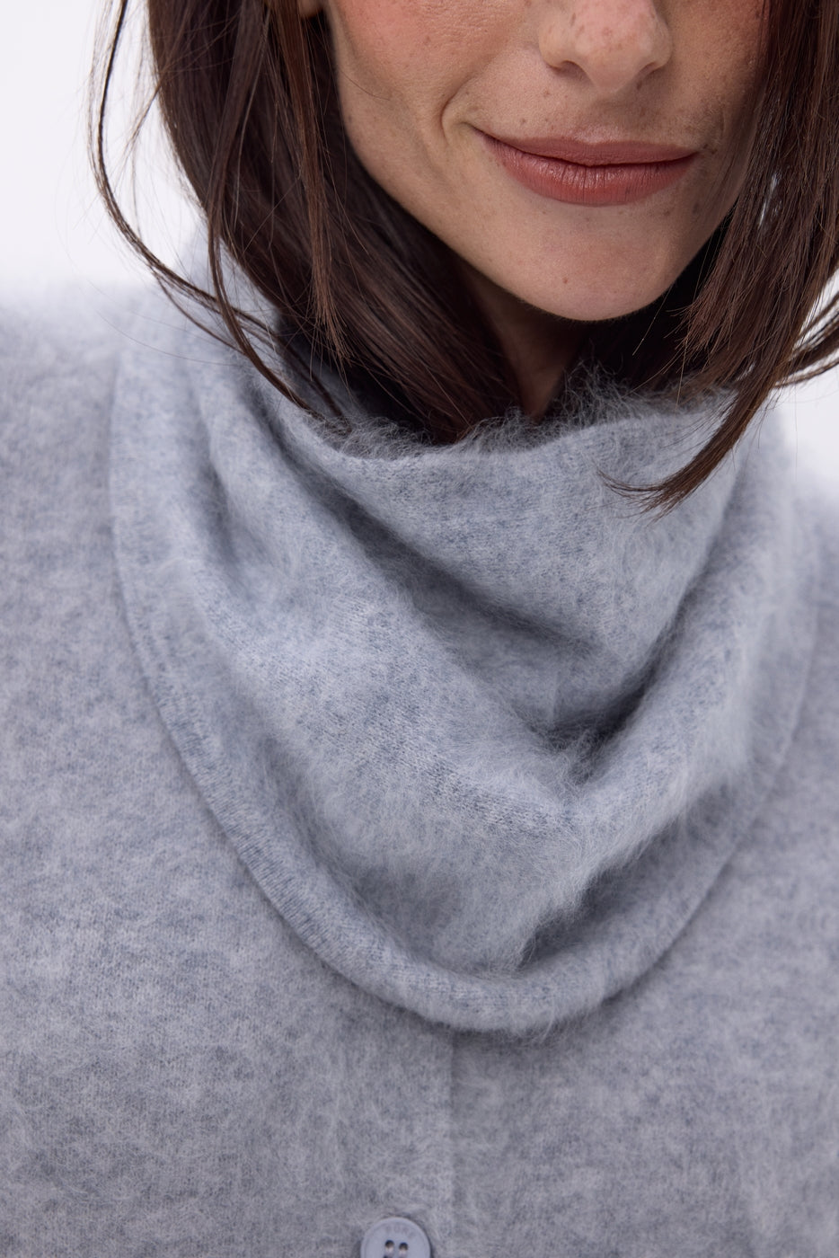 Bandana triangular pequeño – Cachemira cepillada Chris - Gris claro - Mujer