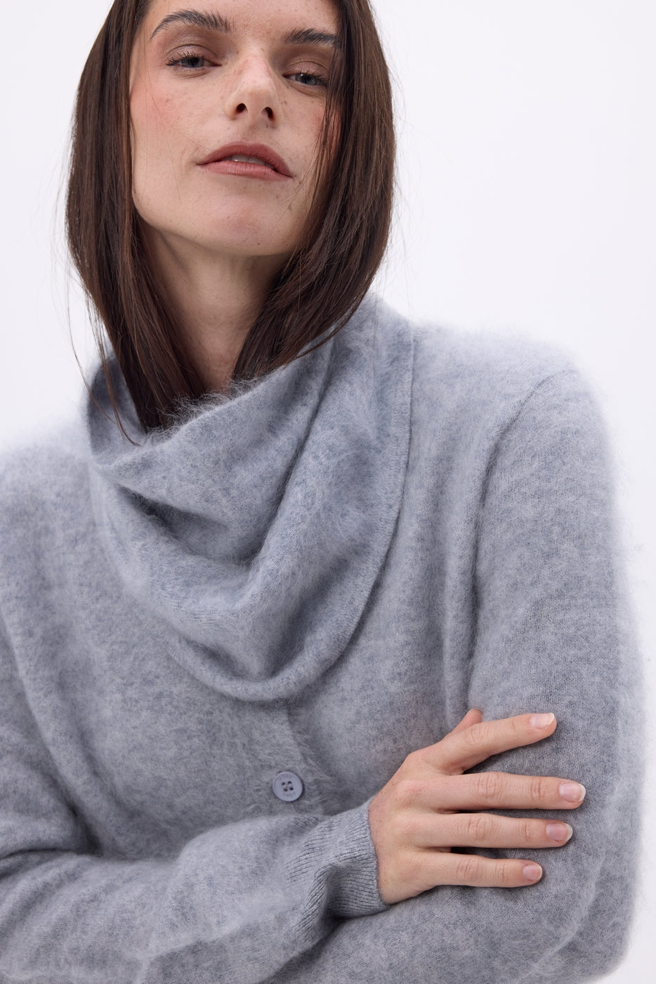 Bandana triangular pequeño – Cachemira cepillada Chris - Gris claro - Mujer