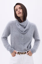 Bandana triangular pequeño – Cachemira cepillada Chris - Gris claro - Mujer