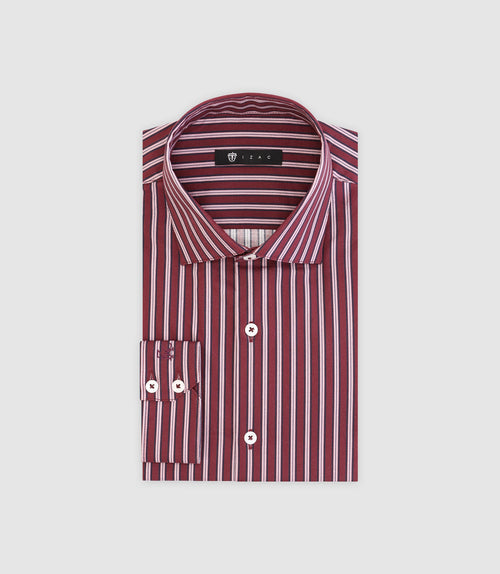 Chemise Ajustée À Rayures Bordeaux