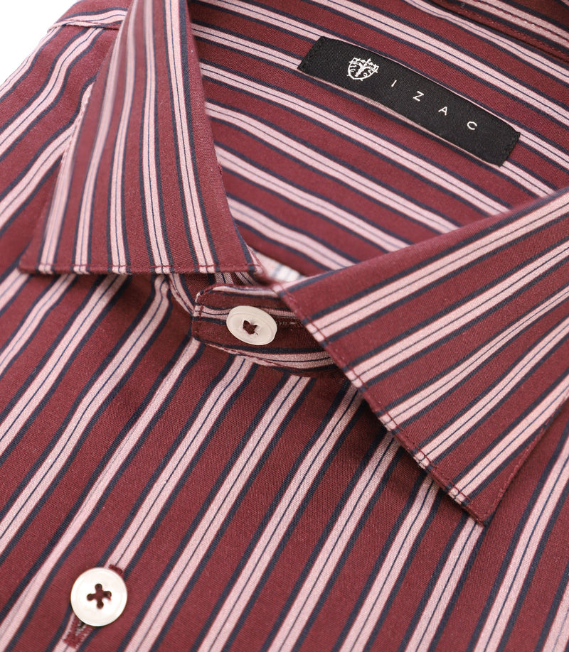 Chemise Ajustée À Rayures Bordeaux