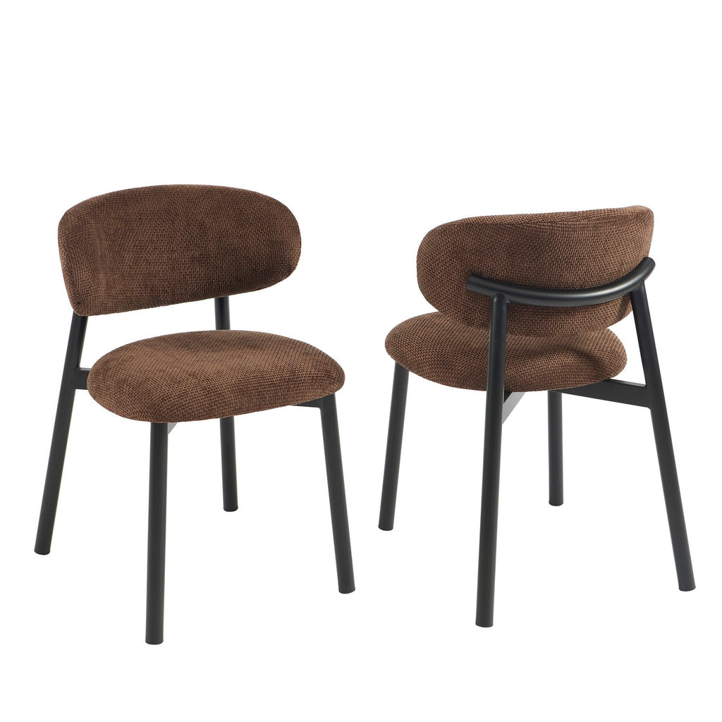 Ciara - Chairs - Boucle - Brown And Black Metal Legs