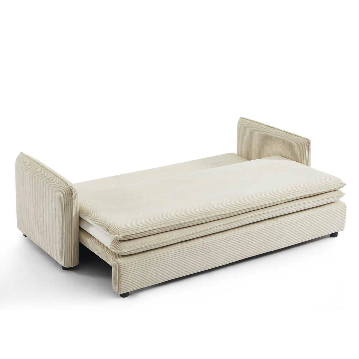 Cibola - Divano lineare trasformabile a 3 posti - Velluto a coste beige
