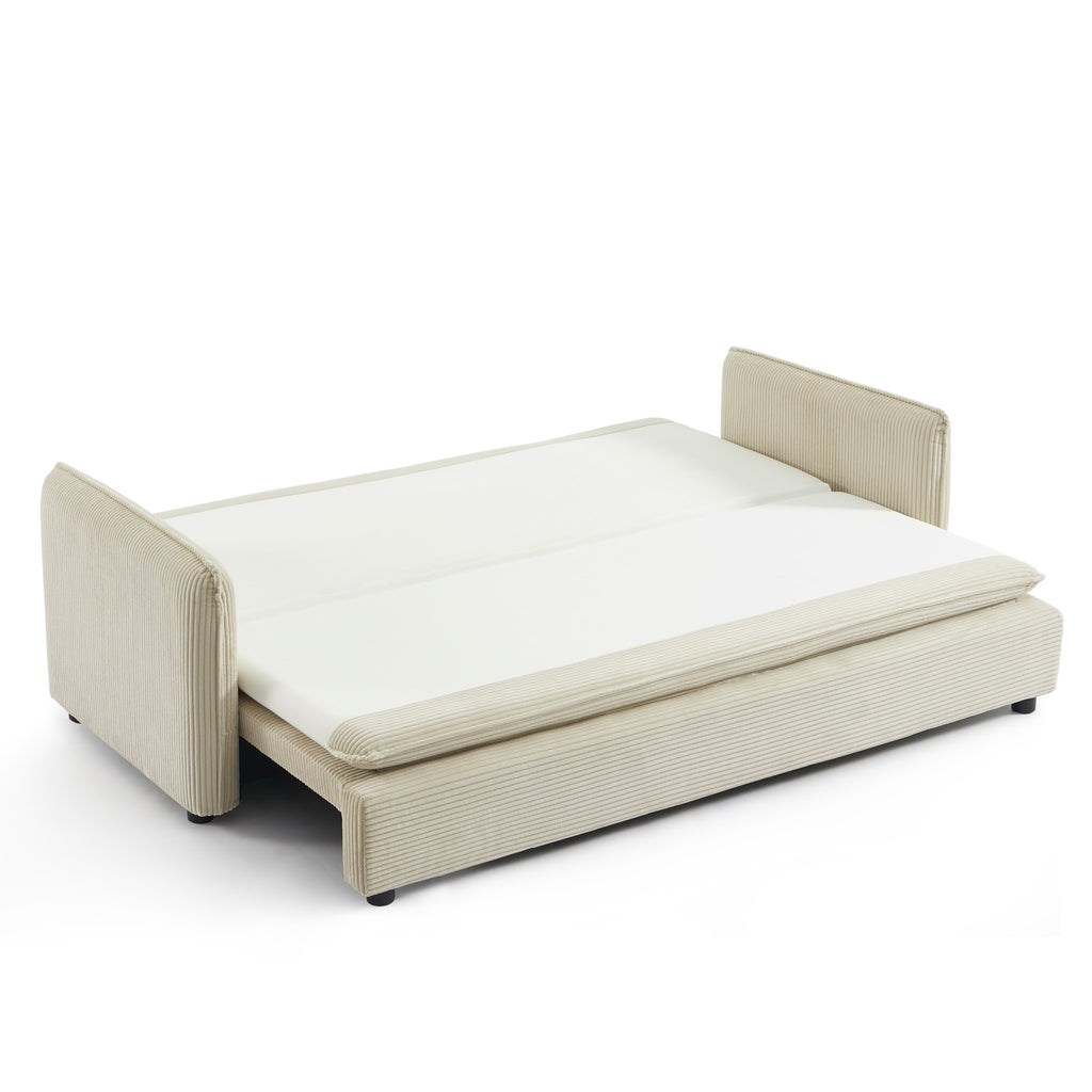 Cibola - Divano lineare trasformabile a 3 posti - Velluto a coste beige