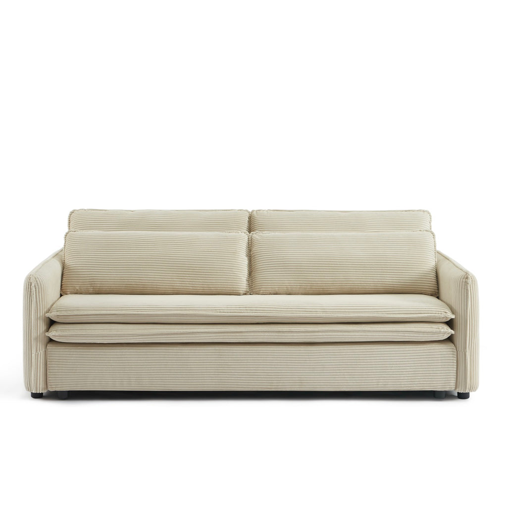 Cibola - Divano lineare trasformabile a 3 posti - Velluto a coste beige