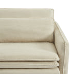Cibola - Divano lineare trasformabile a 3 posti - Velluto a coste beige