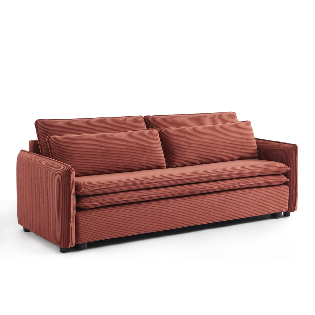 Cibola - Divano lineare trasformabile a 3 posti - Velluto a coste terracotta