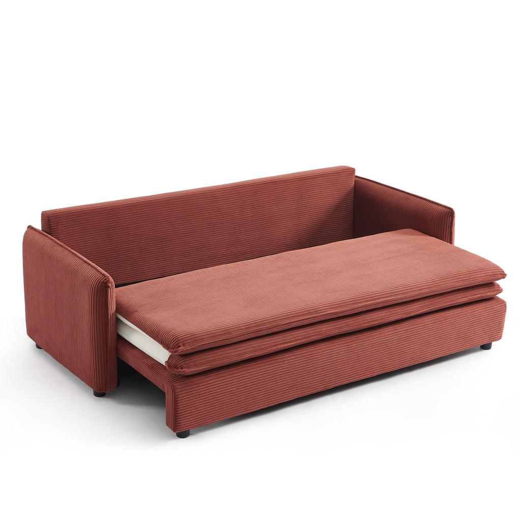 Cibola - Divano lineare trasformabile a 3 posti - Velluto a coste terracotta