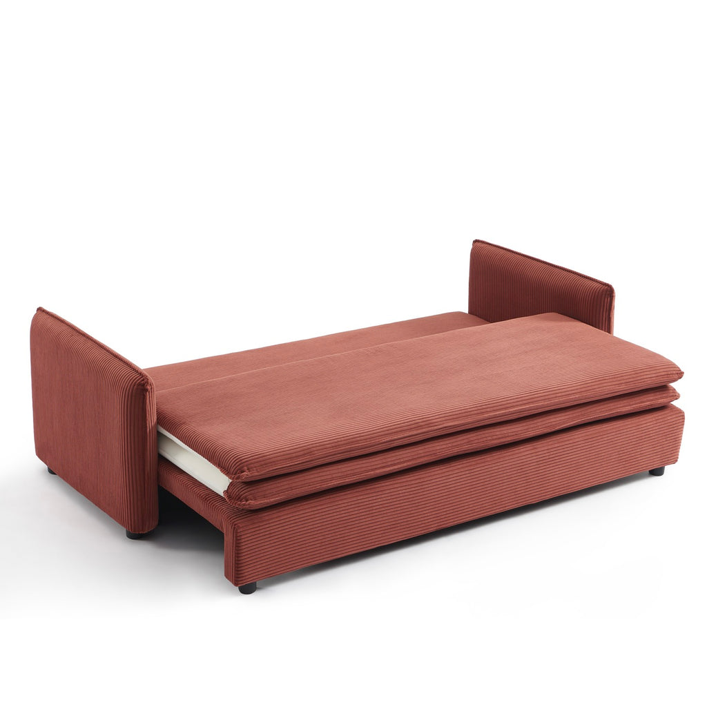 Cibola - Divano lineare trasformabile a 3 posti - Velluto a coste terracotta