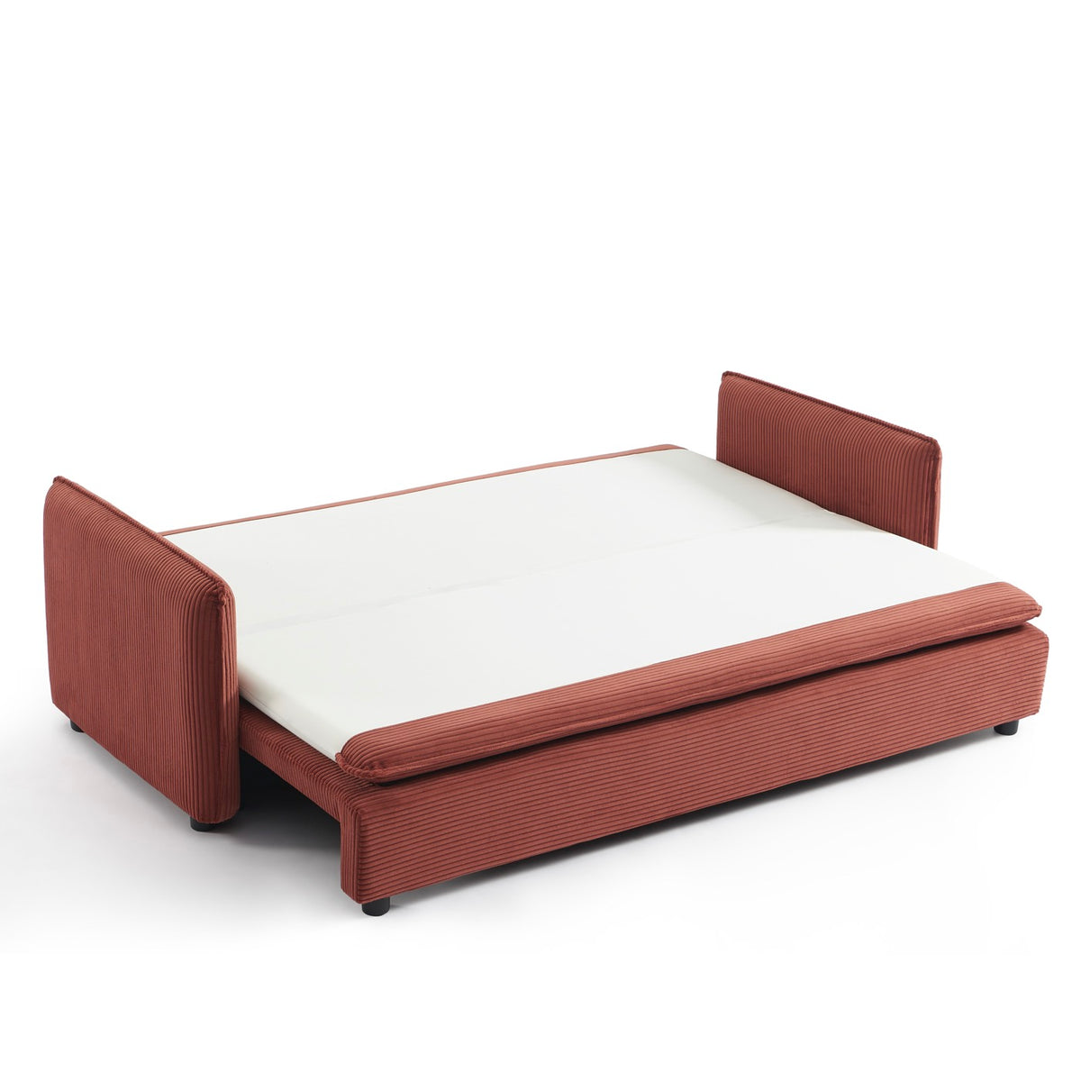 Cibola - Divano lineare trasformabile a 3 posti - Velluto a coste terracotta