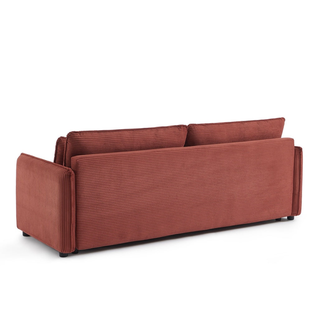 Cibola - Divano lineare trasformabile a 3 posti - Velluto a coste terracotta
