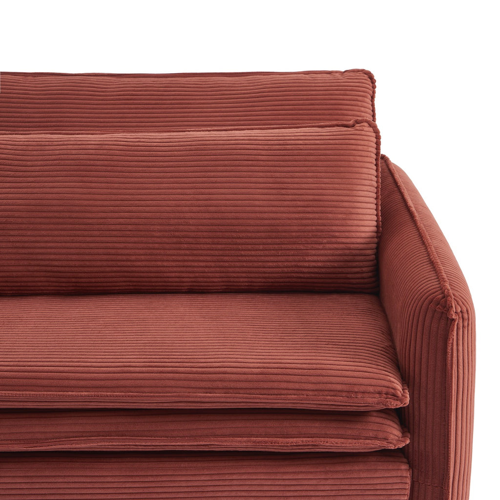Cibola - Divano lineare trasformabile a 3 posti - Velluto a coste terracotta