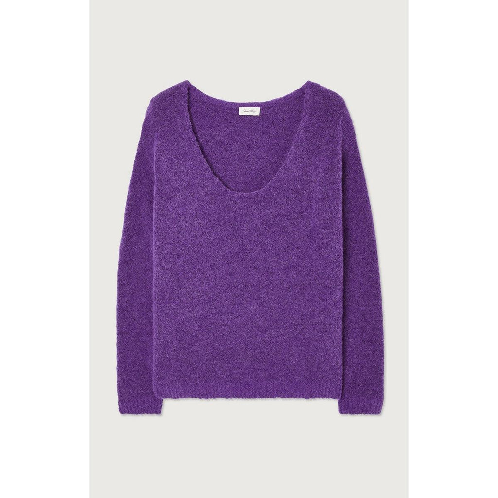Wide Mid-Length Round-Neck Jumper - Violet - Women