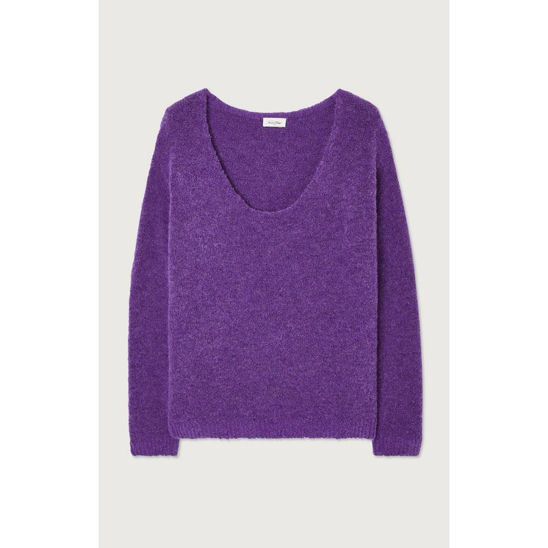 Pull Mi Long Ample Col Rond - Violet - Femme
