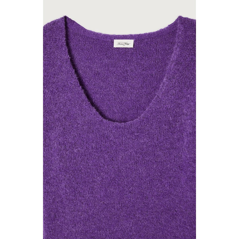 Pull Mi Long Ample Col Rond - Violet - Femme