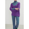 Wide Mid-Length Round-Neck Jumper - Violet - Women