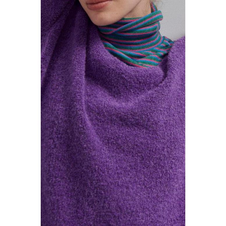 Pull Mi Long Ample Col Rond - Violet - Femme