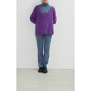 Pull Mi Long Ample Col Rond - Violet - Femme
