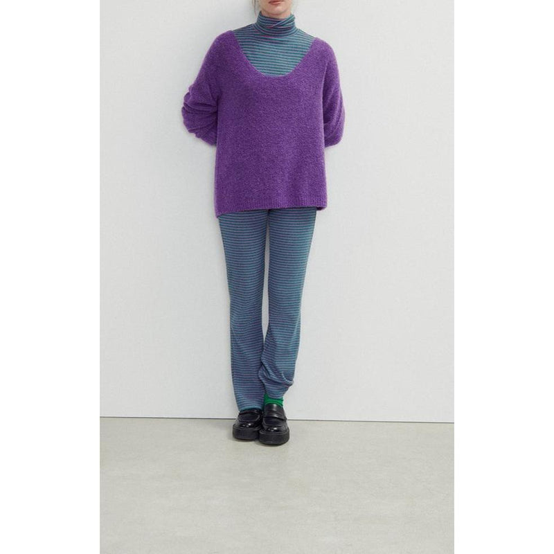 Pull Mi Long Ample Col Rond - Violet - Femme