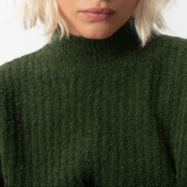 Jersey de Cuello Alto - Caqui Jaspeado Negro - Mujer