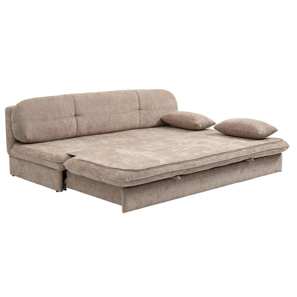 Cila - Sofá cama de 3 plazas - Tela marrón