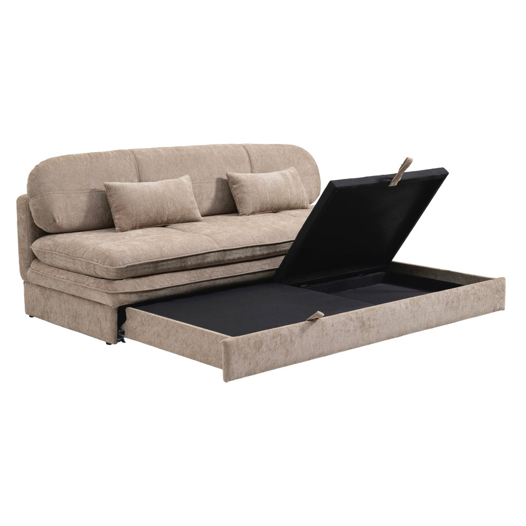 Cila - Sofá cama de 3 plazas - Tela marrón