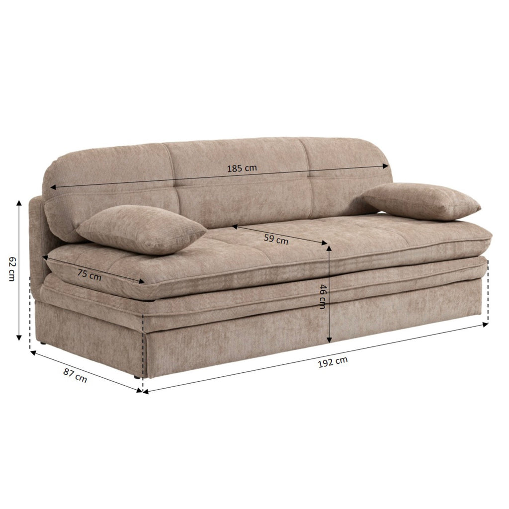 Cila - Sofá cama de 3 plazas - Tela marrón