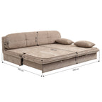 Cila - Sofá cama de 3 plazas - Tela marrón