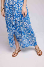 Robe Longue Manches Courtes - Bleu