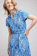 Vestido Largo Mangas Cortas - Azul